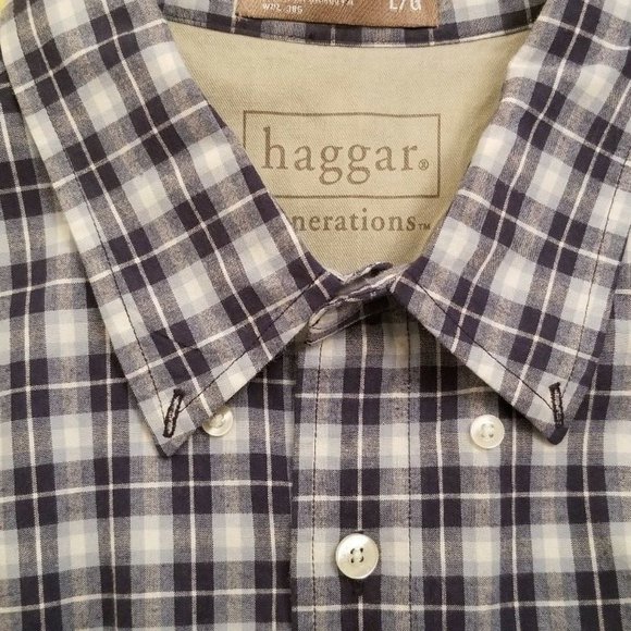 Haggar Other - Haggar Plaid Blue White Short Sleeve Shirt